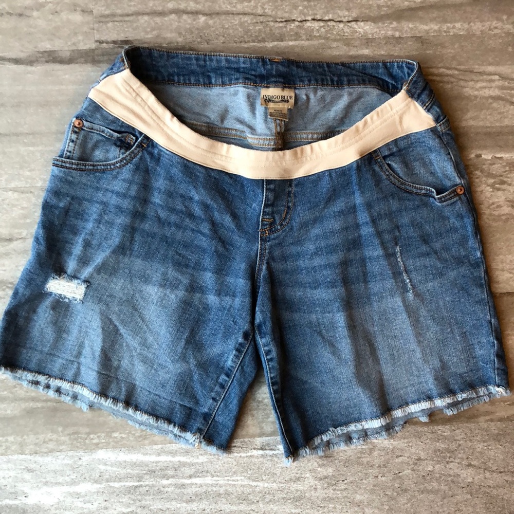 Indigo Blue Denim Maternity Shorts
